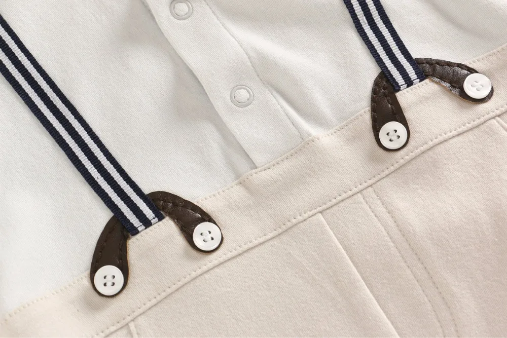 Vlinder 2018 new boy baby shoulder strap gentleman body suit tattoo to imitate two pieces of clothes long Sleeve Jumps |