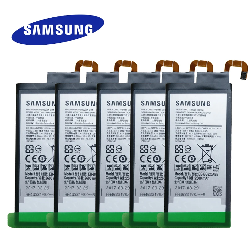 5 шт. Оригинальная батарея EB BG925ABE для Samsung Galaxy S6 edge SM G925 2600 мАч запасная akku Li Ion AAA +