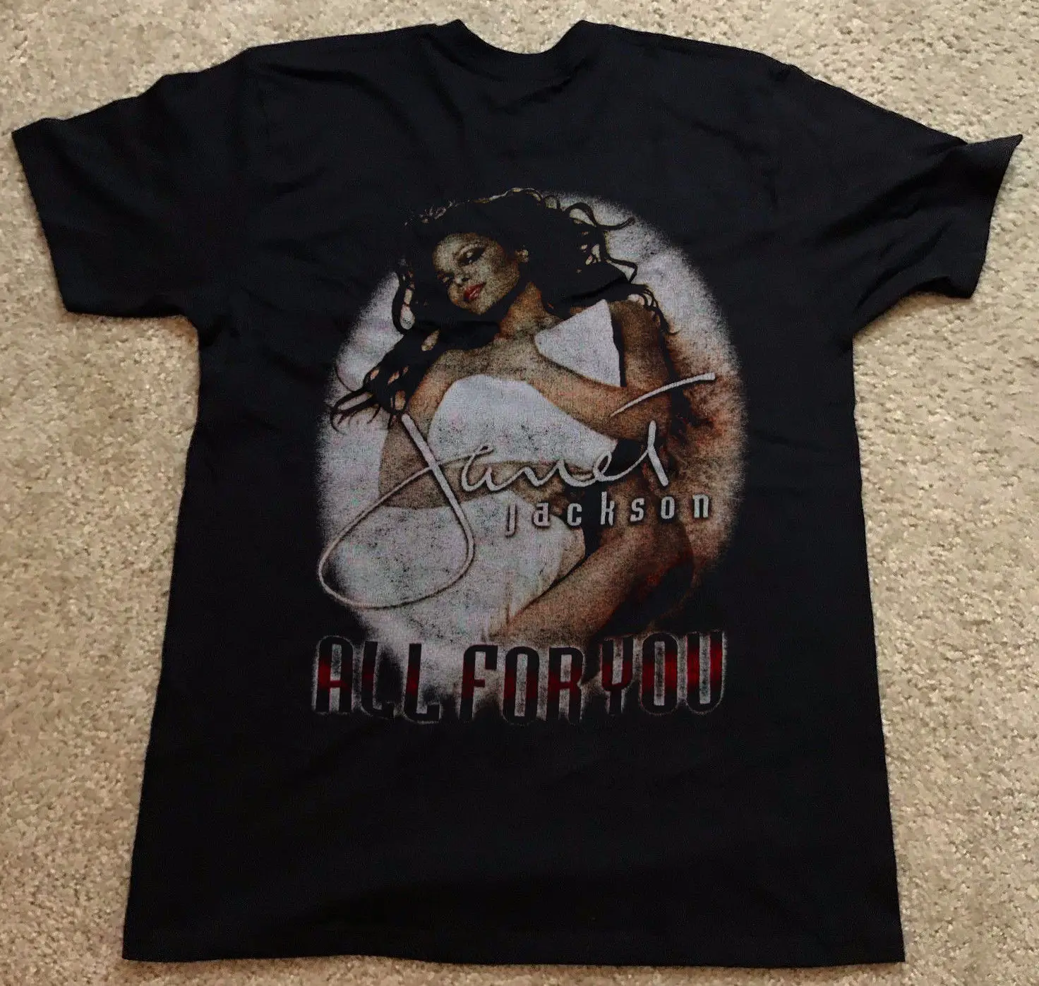 Винтажная Футболка JANET JACKSON ALL FOR YOU CONCERT топы в стиле хип-хоп с рукавами принтом