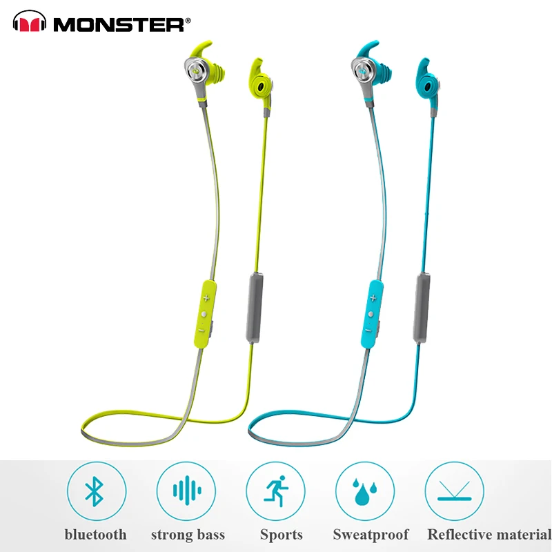 

Original Monster Isport Intensity In-ear Earphones Sweatproof Wireless Bluetooth Earphone With Mic Bass Stereo Remote Control