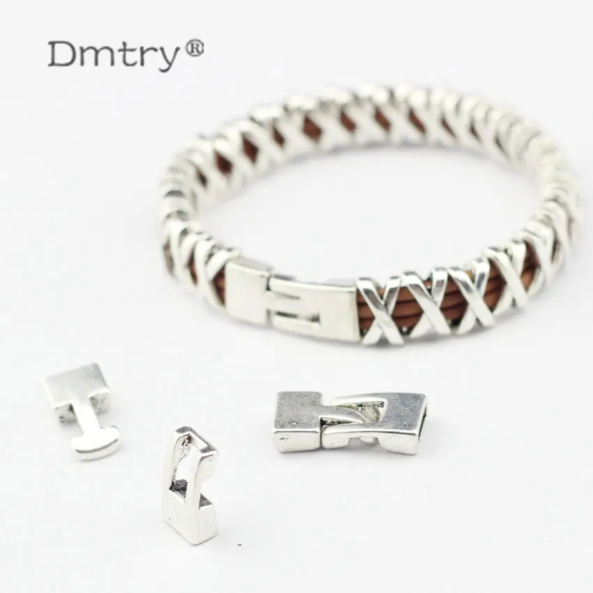 Dmtry 10 Набор модный застежка античный серебряный крючок для 5*2 мм плоский кожаный
