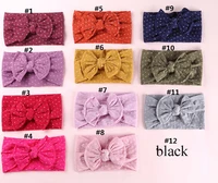 30pclot dot print nylon headbands newborn knotted hair bow headbandsoild bow kids girls cotton turban hair accessories
