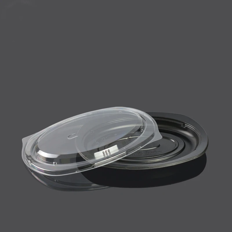 Одноразовые 500 мл черные круглые пластиковые пластины для макаронных изделий с