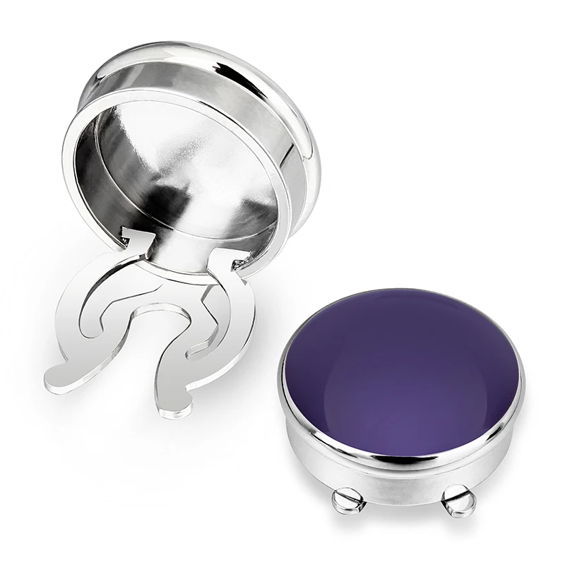 Purple HAWSON Button Covers имитация французских запонок яркие цвета, инкрустированные эмалью для мужских обычных рубашек 12 цветов на выбор - Окраска металла: Purple