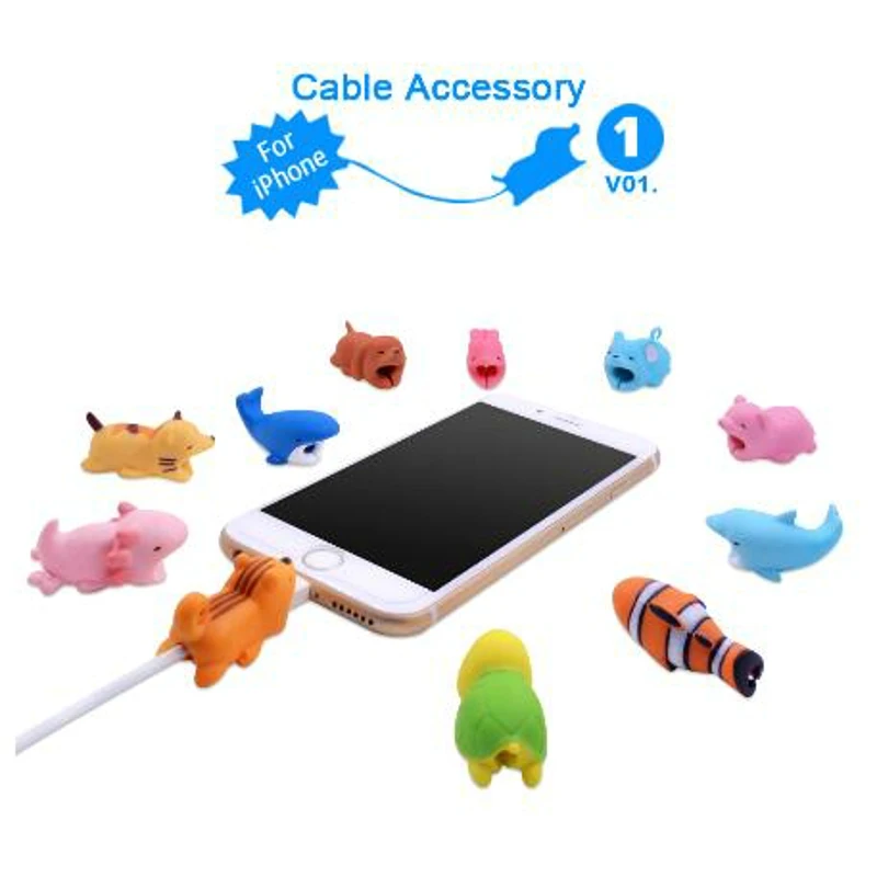 Cable bite Cute Animal cable protector for iphone usb organizer chompers charger wire holder dropshipping | Электроника