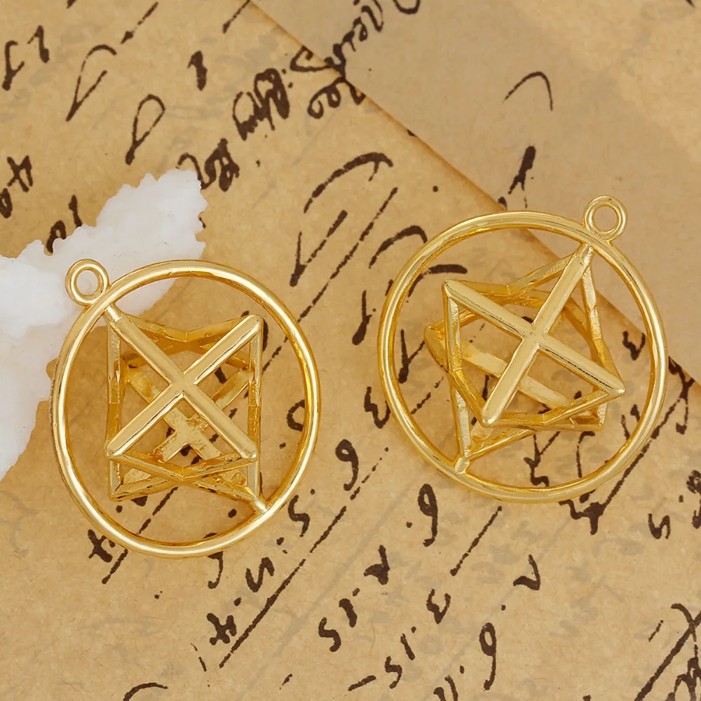 Медные Подвески DoreenBeads Merkaba для медитации круглый золотой цвет полый 40 мм (1 5/8