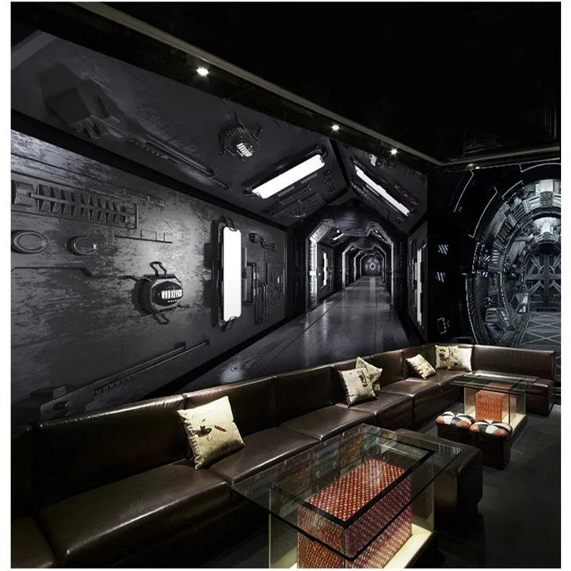 Пользовательские фото обои 3D стерео фон Стена космический корабль домик росписи