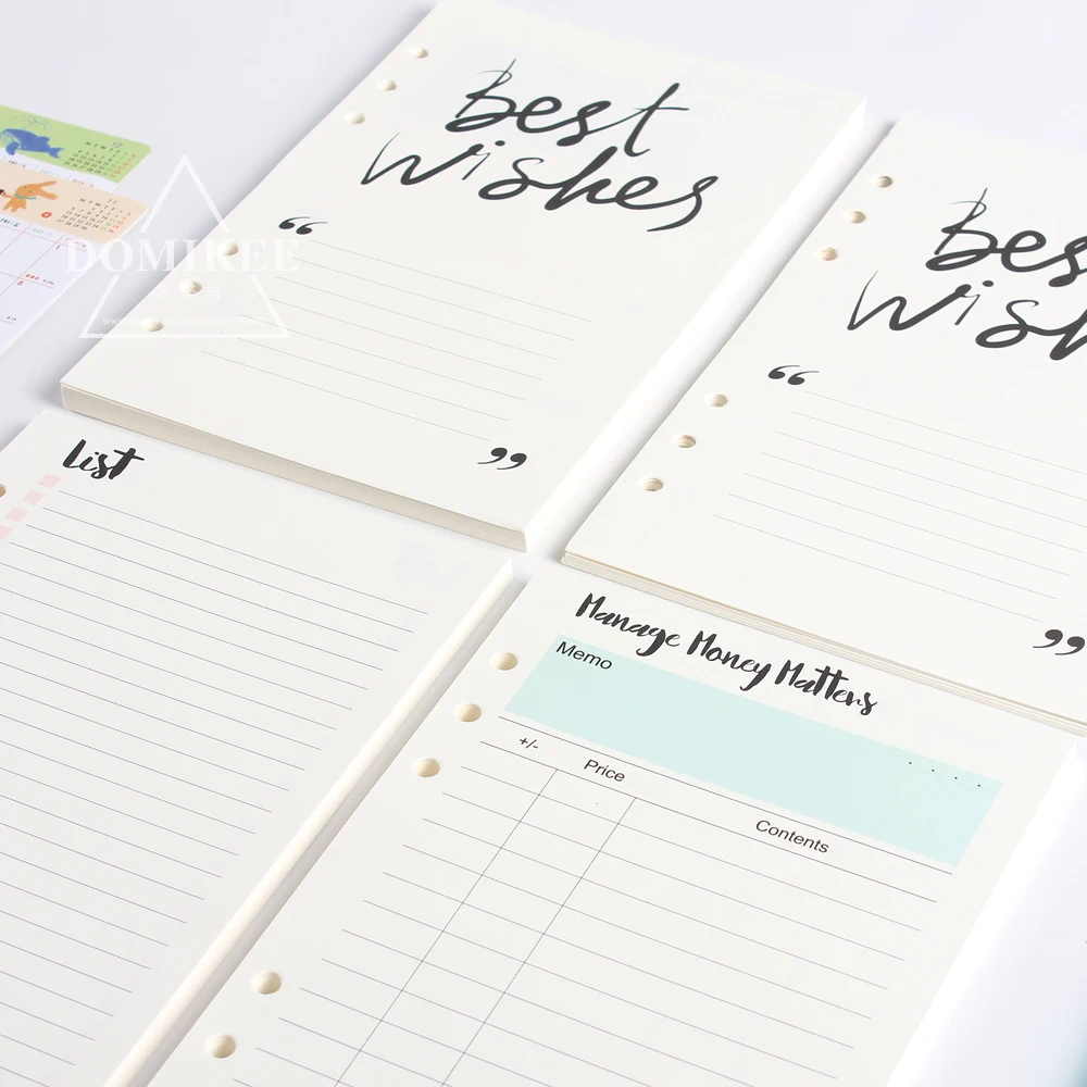 Новые милые блокноты на спирали с 6 отверстиями сменные внутренние бумажные