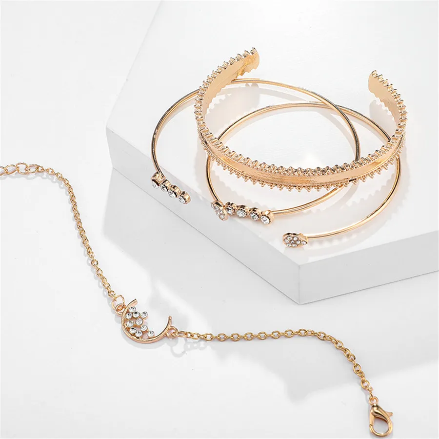 Винтажные браслеты и с кристаллами Mujer модные золотые манжетами на руку набор