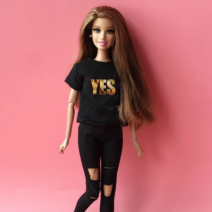 Оранжевый Комплект одежды из 2 предметов для куклы blyth 1/6 футболка+ штаны для куклы blyth jean, комплект одежды для куклы Барби, аксессуары для 1/6 - Цвет: Оранжевый