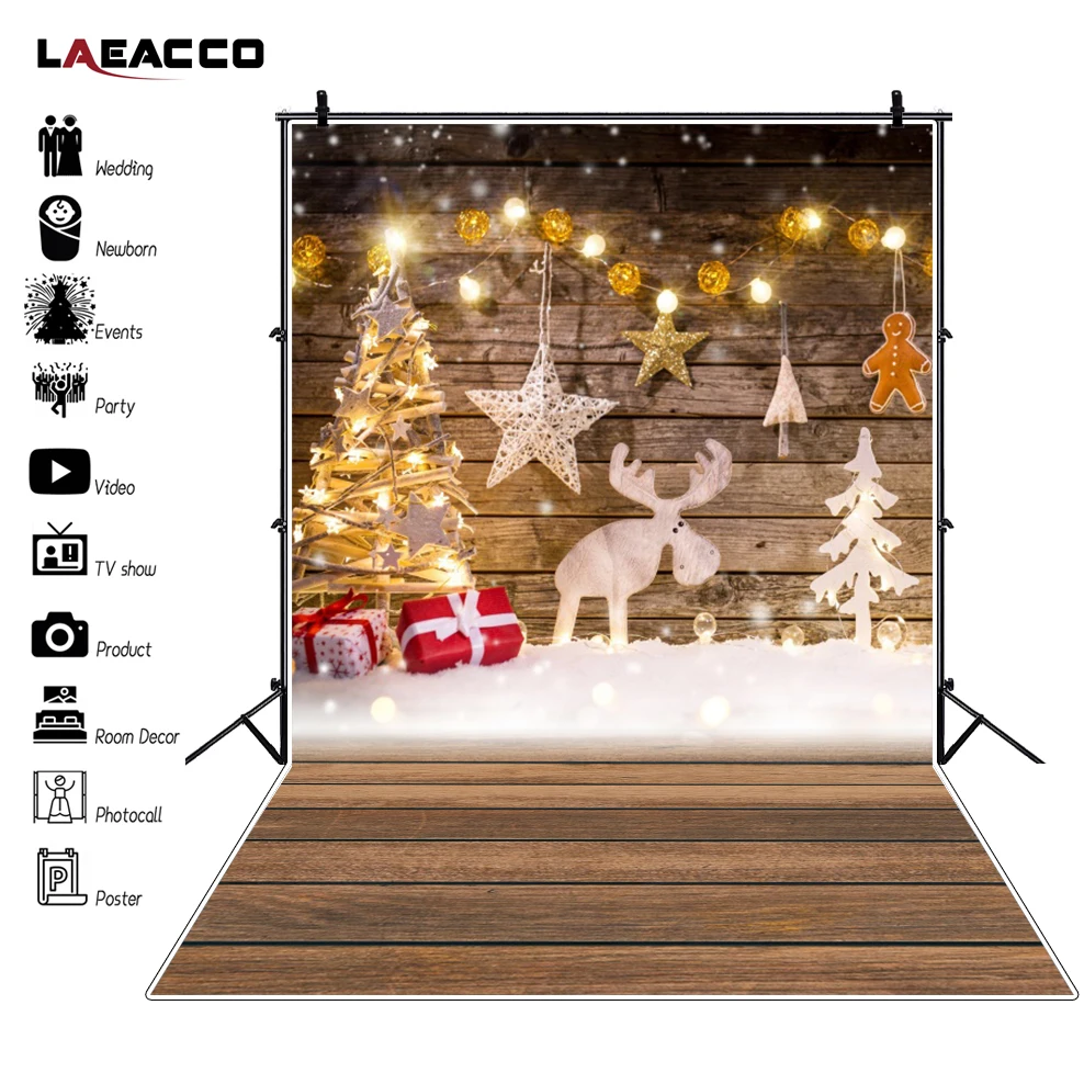 Laeacco Photo Background Christams Tree Deer Bulb Star Gift Doll Party Baby Portrait Photography Backdrop Photocall Studio | Электроника