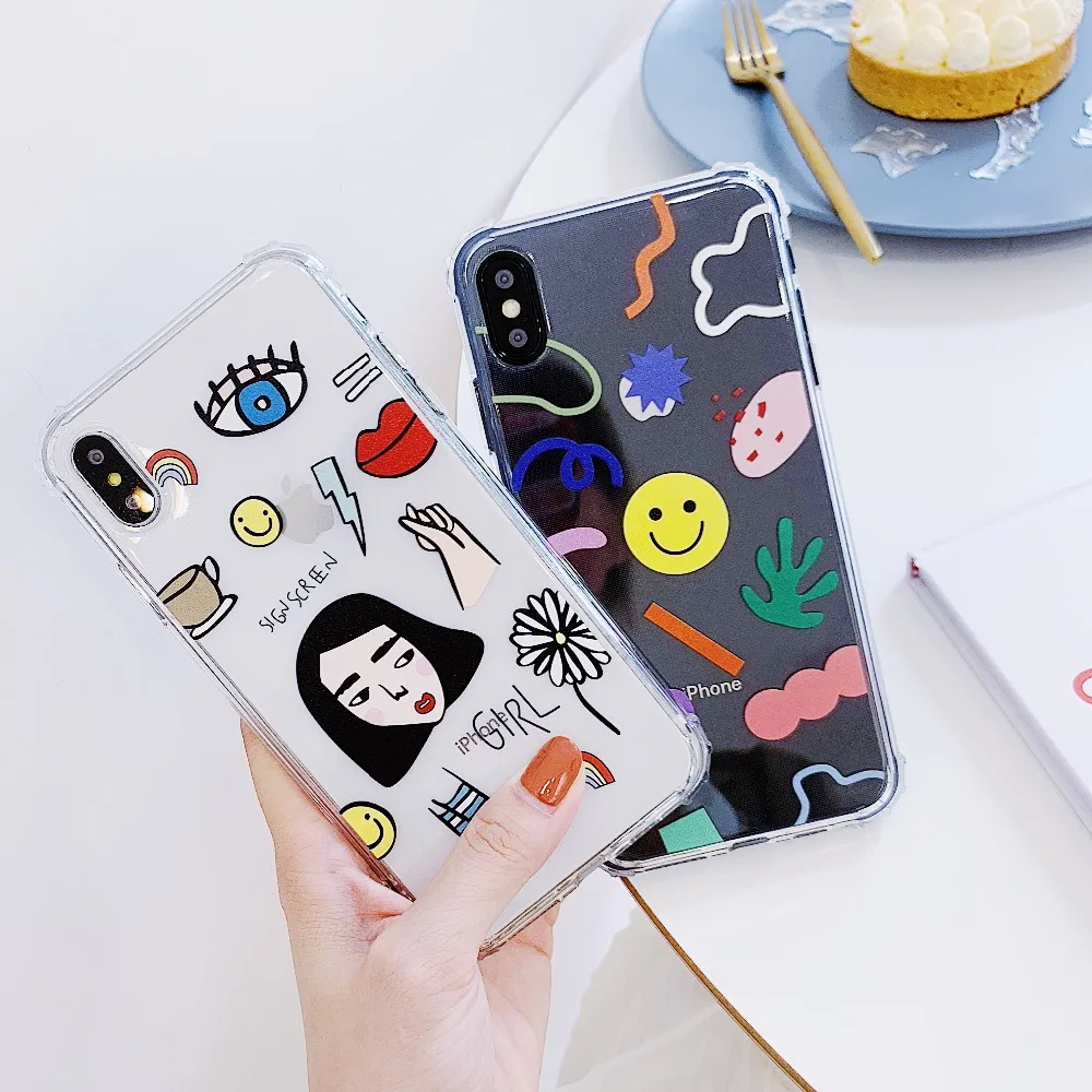 ORYKSZ Cartoon Transparent Phone Case For iphone XS Max XR X 6S 6 7 8 Plus Ultra Slim Soft TPU Cases Cover |