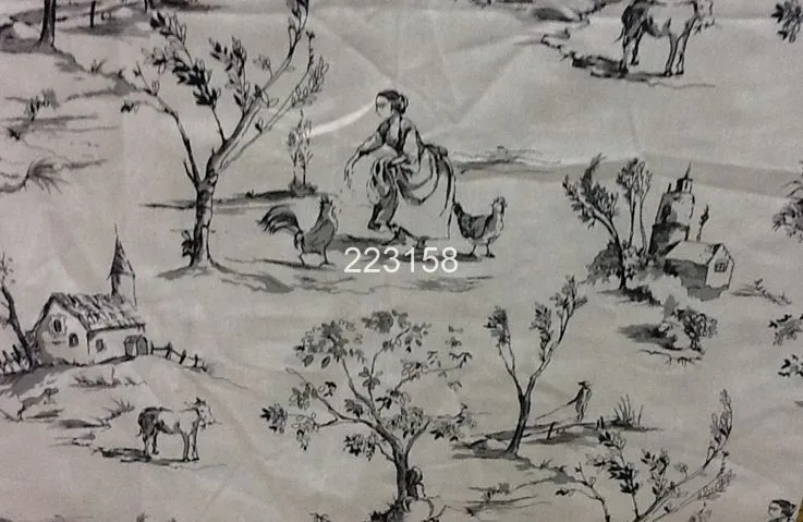 Хлопчатобумажная и льняная ткань шириной 150 см с принтом сельской жизни два цвета