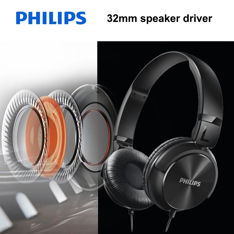 Проводные Наушники Philips SHL3060 с басом 3,5 мм разъем регулируемая повязка на голову музыка и фильм для Galaxy 8/8