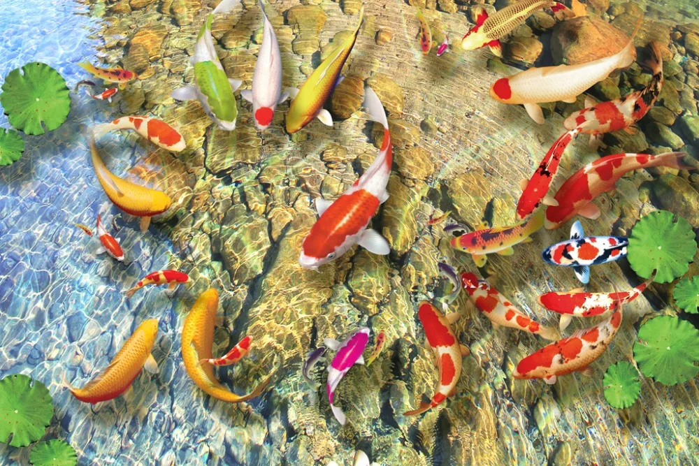 

3d curtains curtains for living room 3d pond Lotus leaf fish Beautiful Photo fashion decor home decoration for bedroom