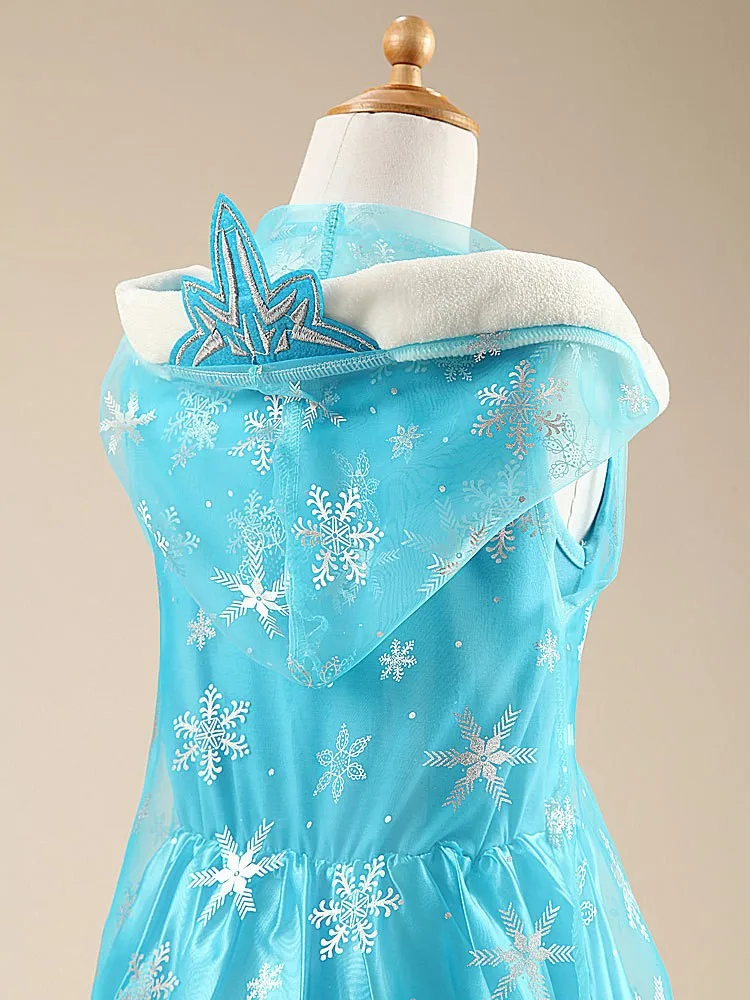 Платье Снежной Королевы для девочек платье с капюшоном и изображением Анны Эльзы