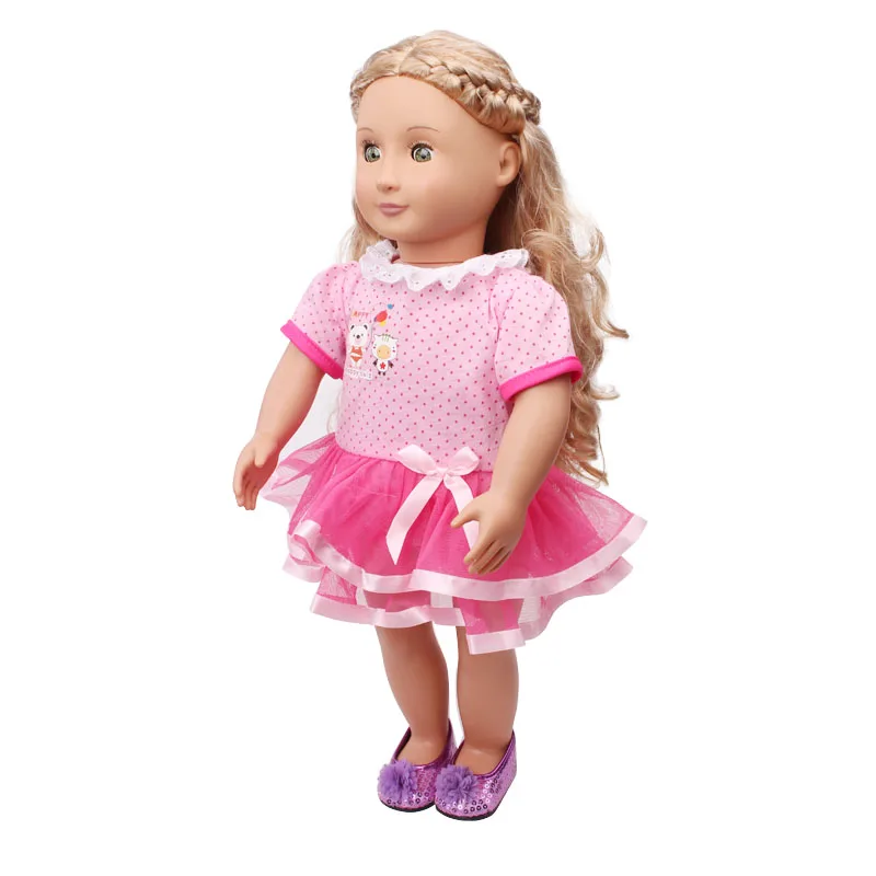 

Doll clothes Cute baby pink dress toy accessories fit 18 inch Girl doll and 43 cm baby dolls c546