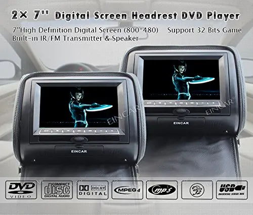 EinCar черного цвета из 2 предметов к автомобильному подголовнику двойной DVD плеер 7