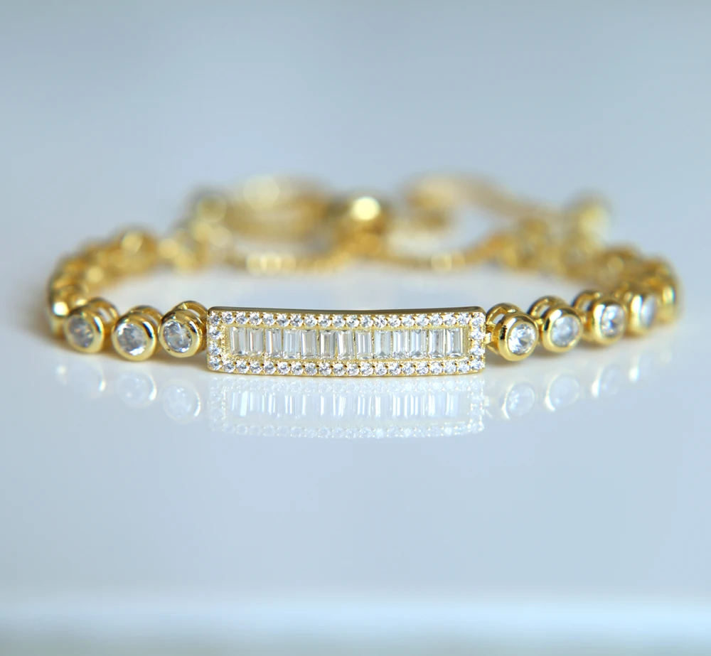 Акция высокое качество простой блестящий браслет из фианита женские новые