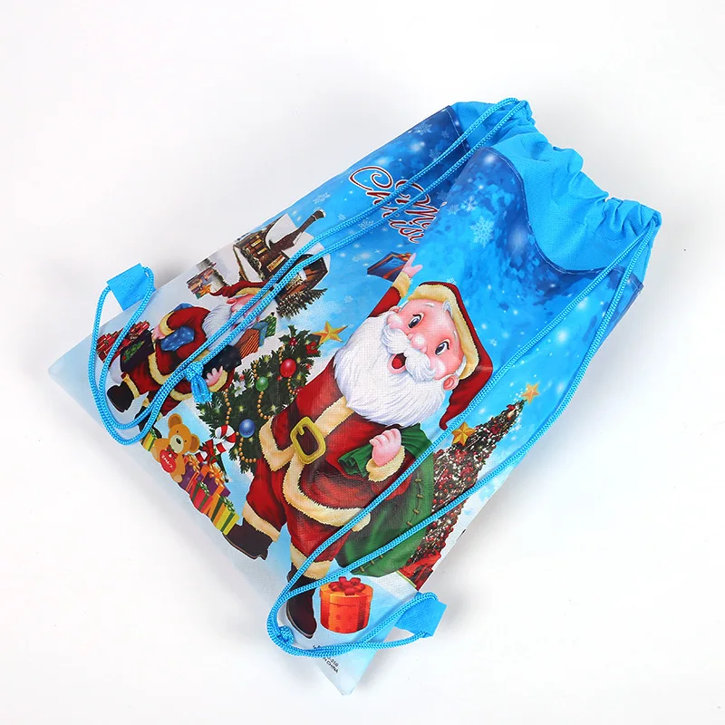 24 шт./лот с Рождеством Санта Клаус тема Drawstring подарки Сумки Детские сувениры