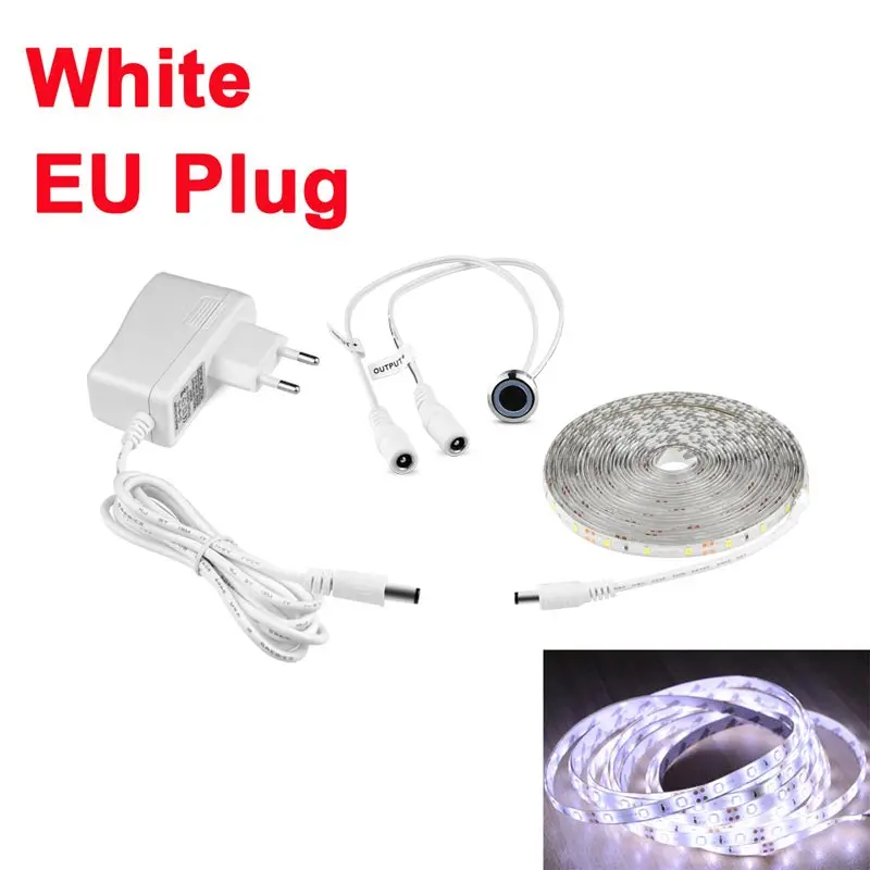 Round Switch White Бесступенчатая Затемняющая Светодиодная лампа для спальни гардероб кухонное освещение сенсорный датчик переключатель управления ночник водонепроницаемая лента 220 В до 12 в ЕС - Испускаемый цвет: Round Switch White