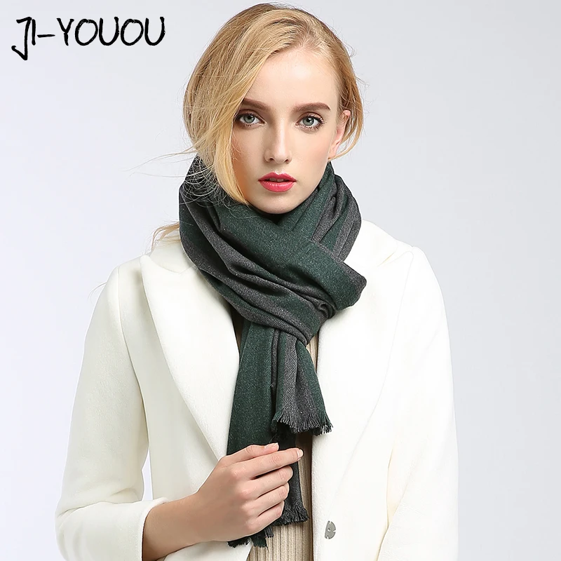 

lovers scarves women high fashion 2018 winter green ladies scarves twill ponchos capes warm women long women's knit wool scarf