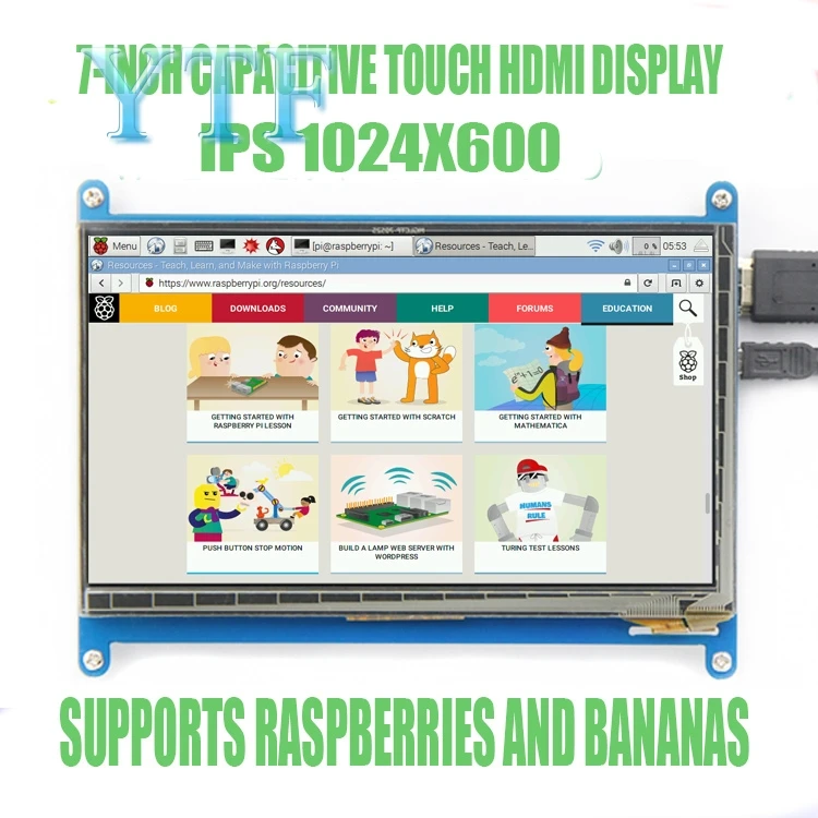7 дюймовый ЖК монитор Raspberry Pi 4B 2 3 B Plus 800X480|pi 2|pi 3pi raspberry |