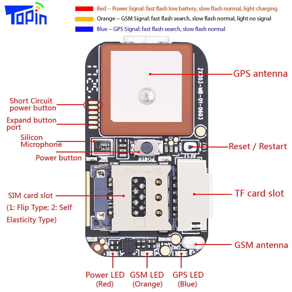 Topin zx303 GPS трекер GSM Wi-Fi сигнализации локатор веб-приложение отслеживания TF карты