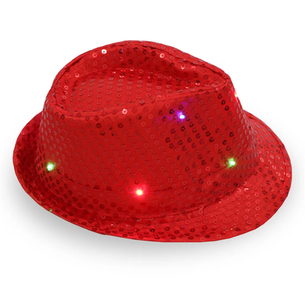 Halloween Sequin Boys Fedora Hat Girls Derby Cap Party Light Up Men Jazz Hats Women Dancing Sunhat MJ Costumes | Детская одежда и