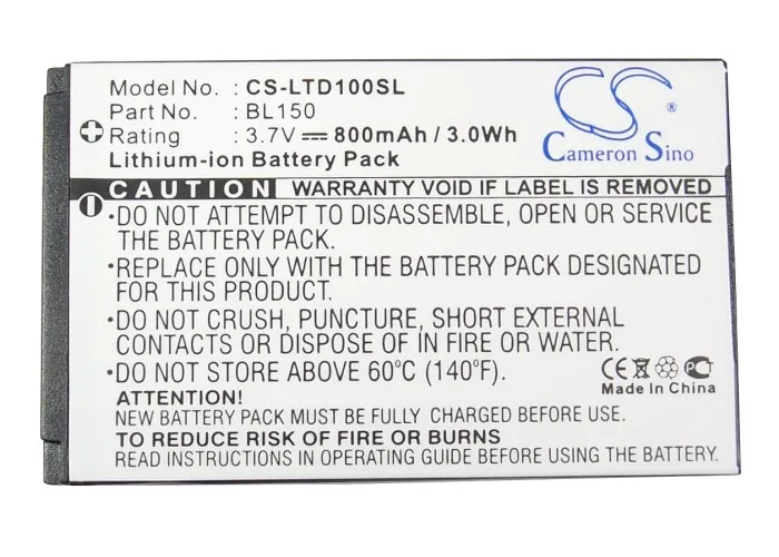 

Аккумулятор Cameron Sino BL150 на 950 мАч для Lenovo TD100