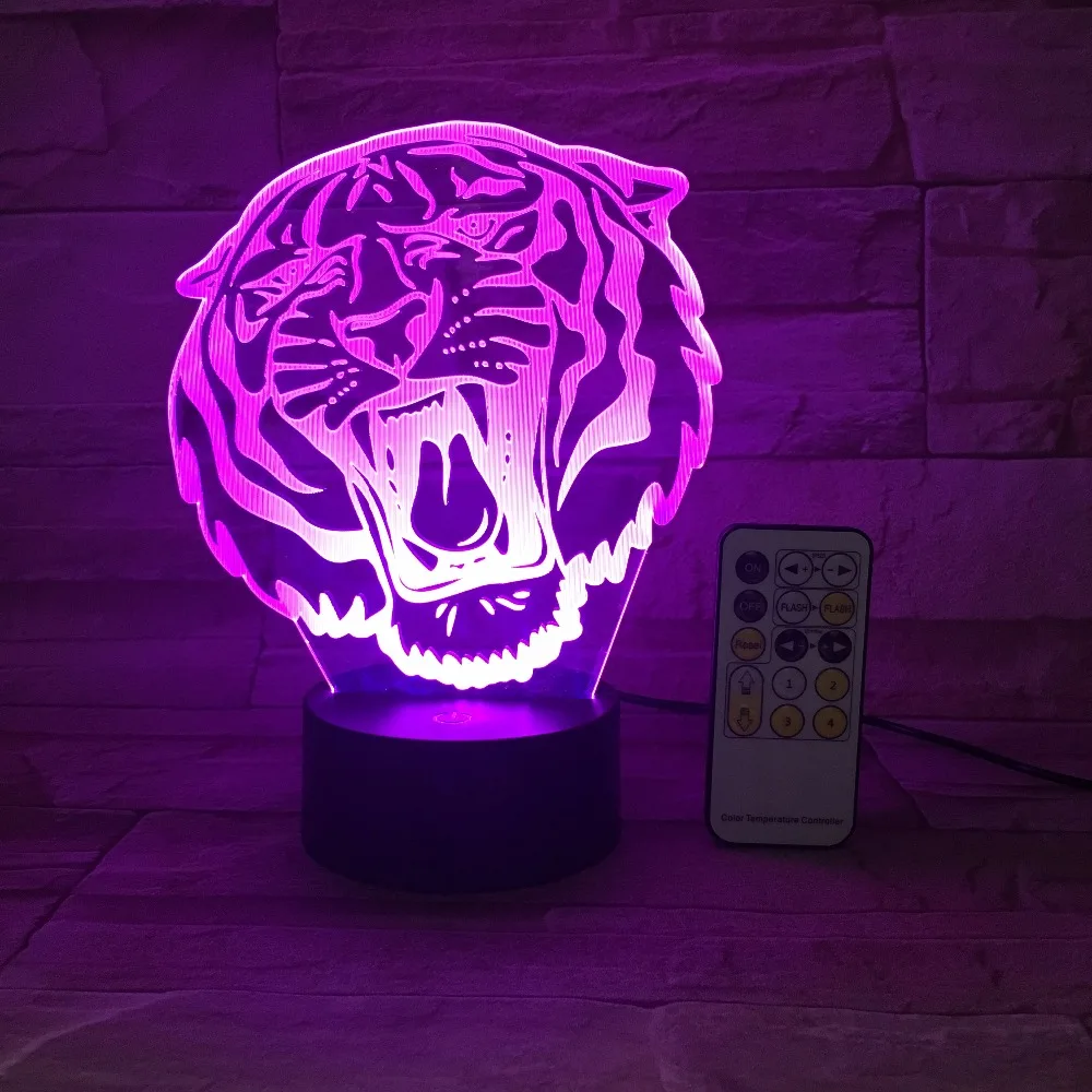 Радиоуправляемый пульт или сенсорное Управление 3D льва дом Декор USB лампа
