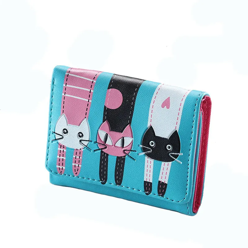 

Botusi Cartoon Cat Women Wallet Short Purses Female PU Leather Card Holder Coin Money Bag Dollar Price Ladies Wallet Small