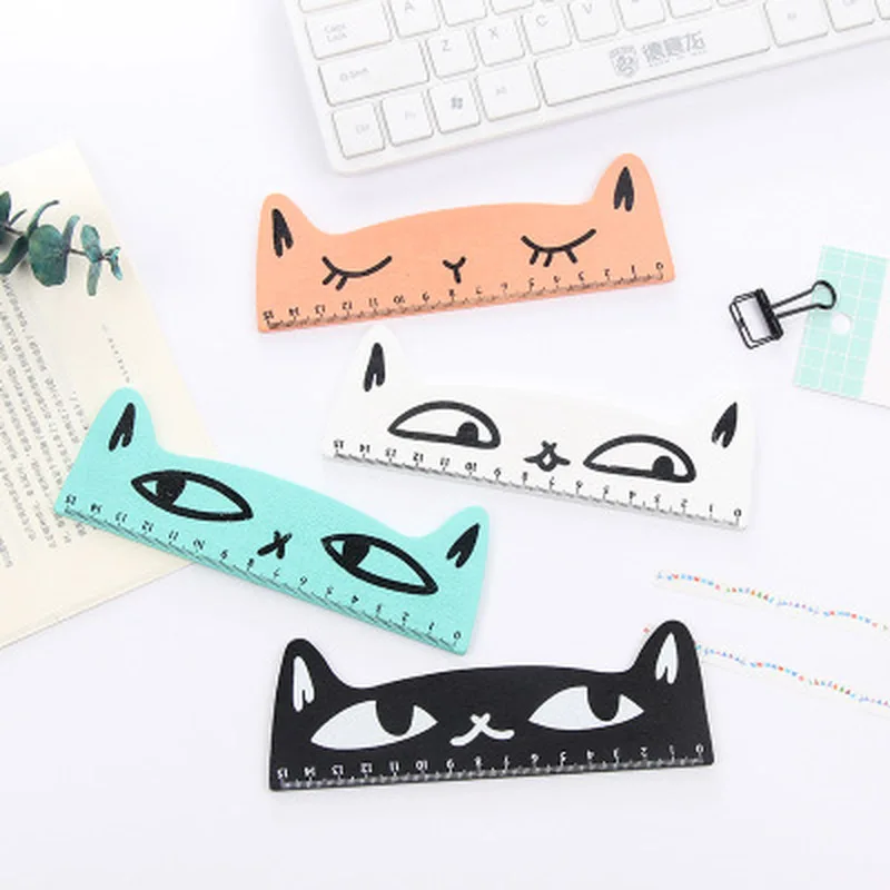 Personality Creative Stationery Cat Shape Wooden Ruler Cute Cartoon Student 15cm Length. | Канцтовары для офиса и дома