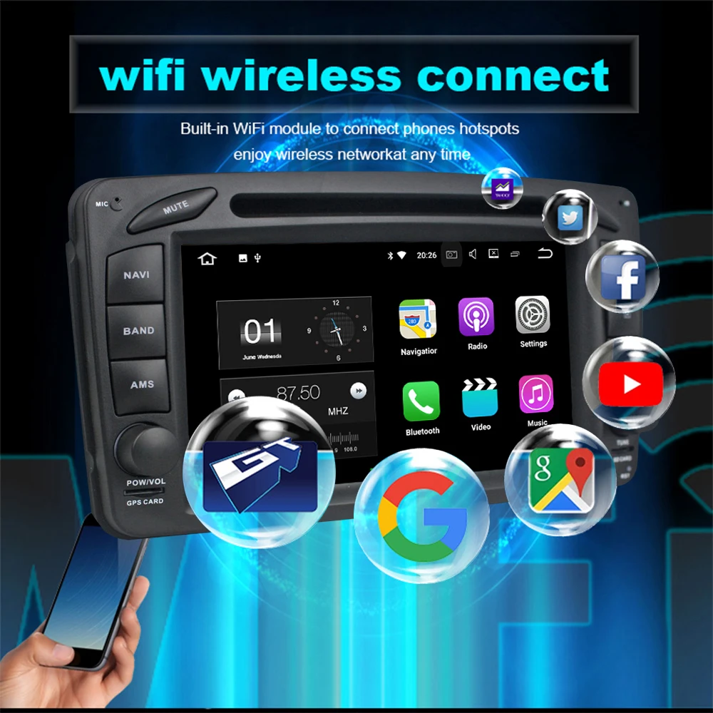 Двойной Din Автомобильный dvd-плеер для Mercedes-Benz ML CLK SLK W163 W203 W209 Bluetooth Авторадио GPS