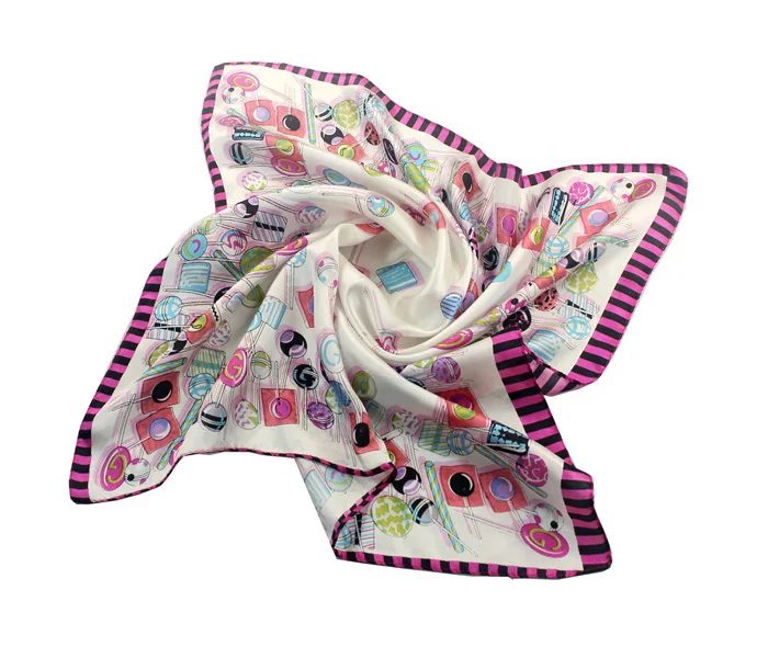 Женский шарф из 100% натурального шелка с принтом 53x53 см|women silk scarf|scarf babyscarf belt |