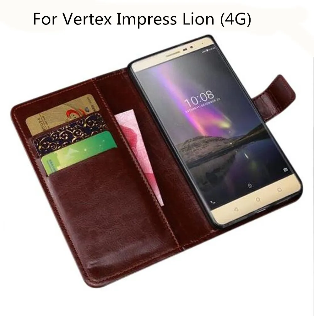 Роскошный чехол-бумажник из искусственной кожи чехол для Vertex Impress Lion (4G)