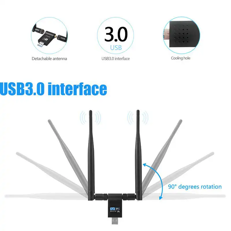 Беспроводной Usb Wifi адаптер 1200 Мбит/с двухдиапазонный 2 4 ГГц/300 5 ГГц/867 две антенны