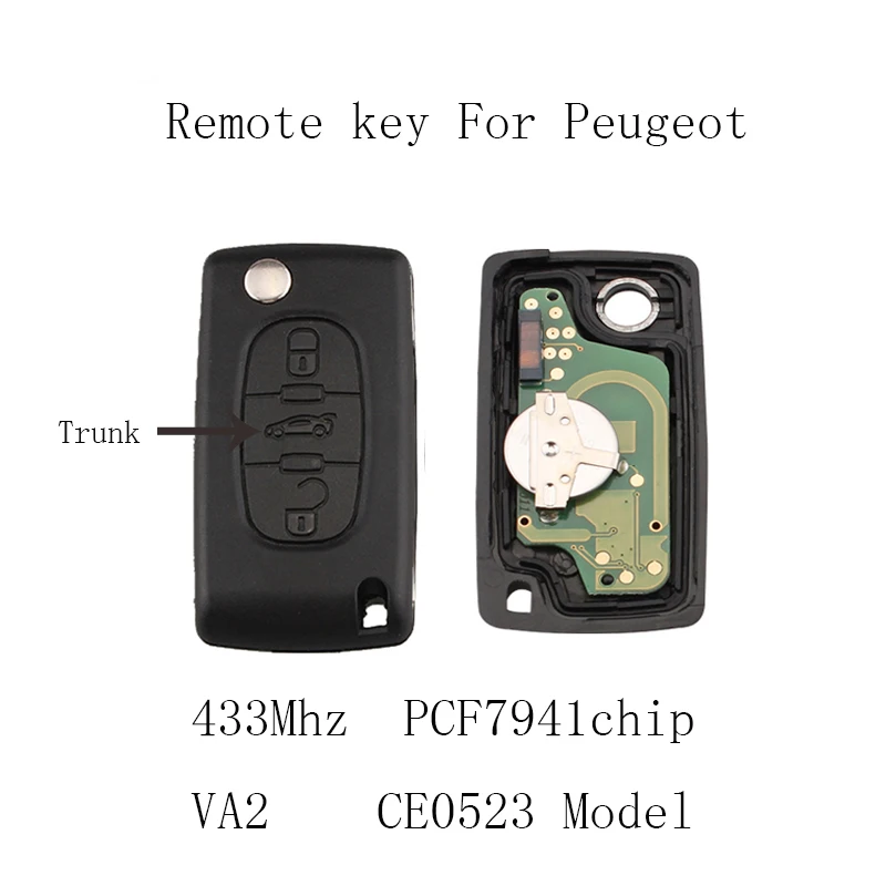 Дистанционный ключ для PEUGEOT 807 407 308 307 207 CC SW VA2 Blade ASK Signal PCF7941 Chip Original Key (CE0523 VA2)|remote key