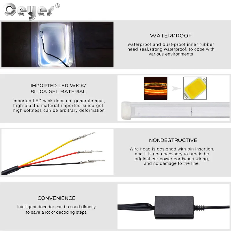 Ceyes автомобиля 12V DRL Габаритные огни Светодиодный тюнинг универсальные