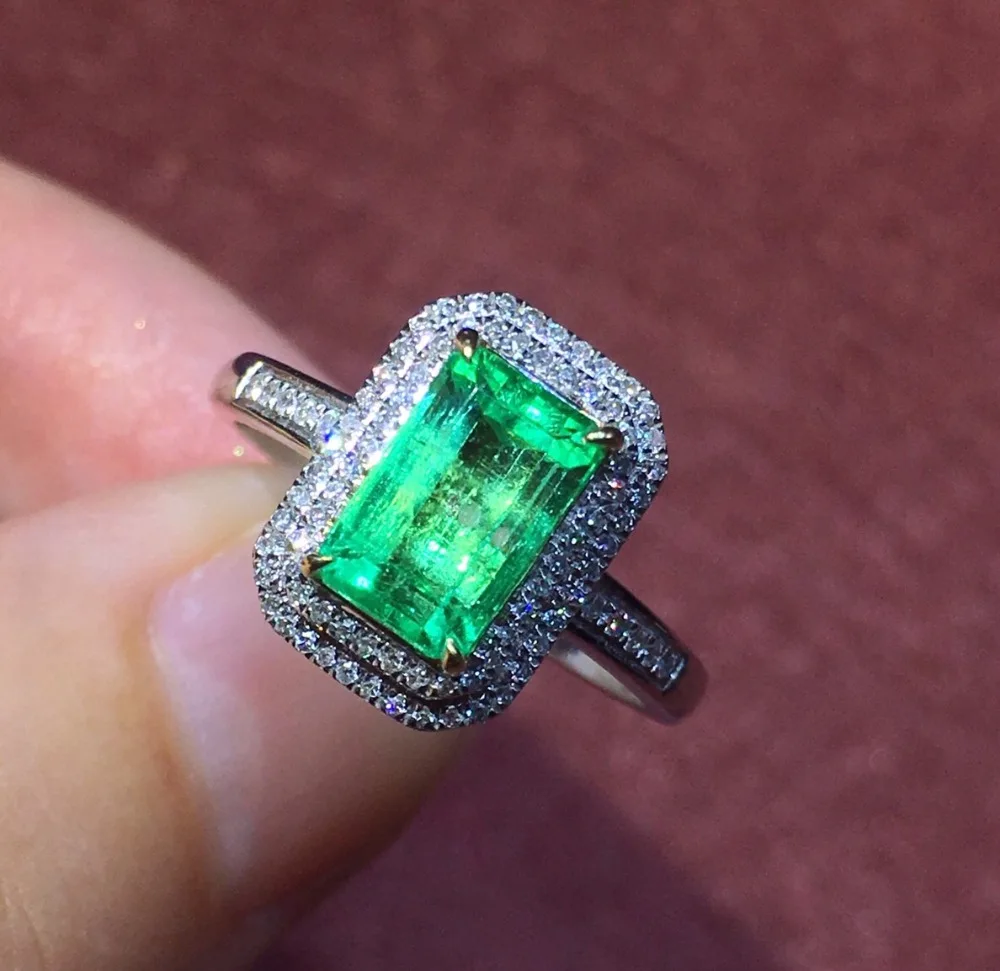 Fine Jewelry индивидуальные коллекции реальная 18-каратного белого золота натуральный изумруд драгоценный камень женские обручальные кольца для женщин Изысканные кольца