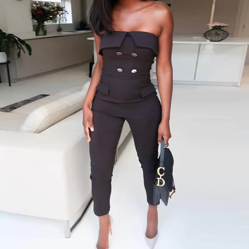 Женский комбинезон без рукавов Max Spri вечерние облегающие комбинезоны черного