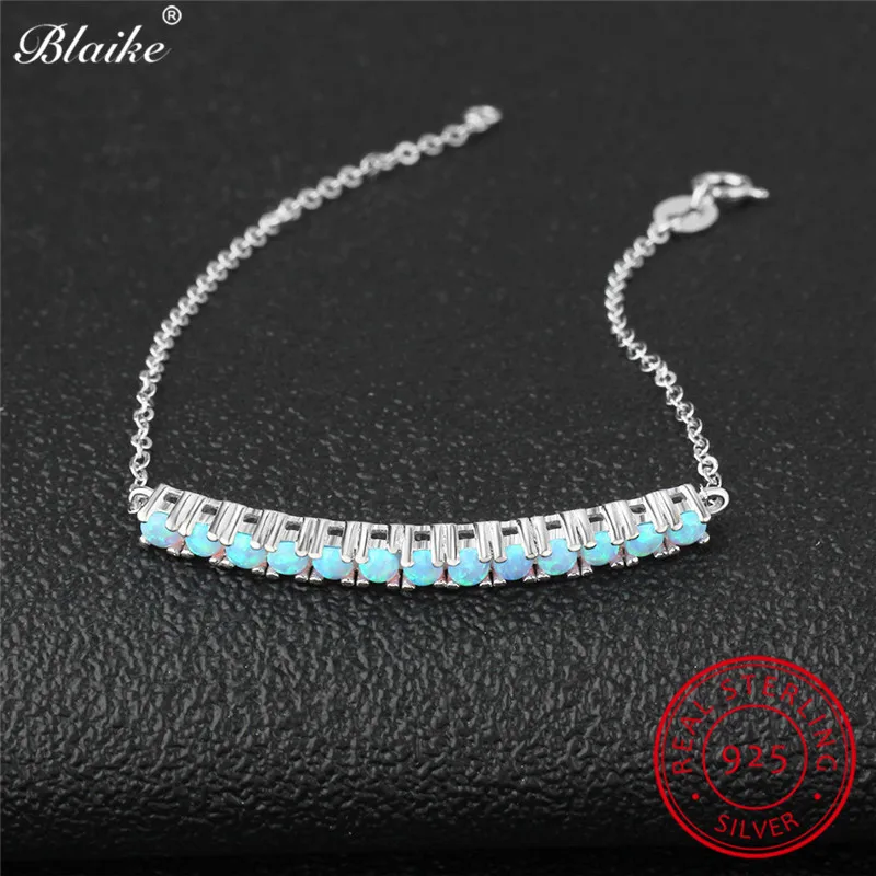 Браслеты Blaike из 100% серебра 925 пробы с голубым огненным опалом для женщин