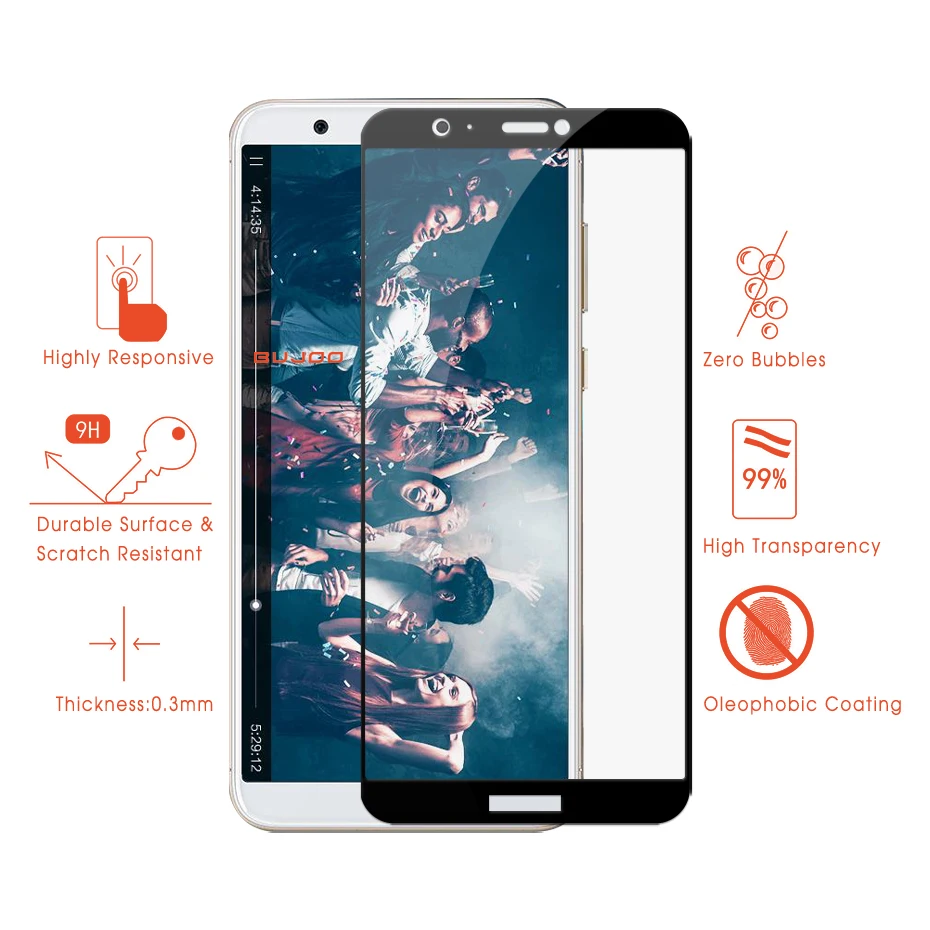 Оригинальное закаленное стекло BUJOO 2.5D 0 3 мм 9H с полным покрытием для Huawei P Smart Psmart