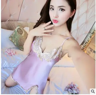 Новинка 2017 летние женские шелковые комбинации высококачественные сексуальные