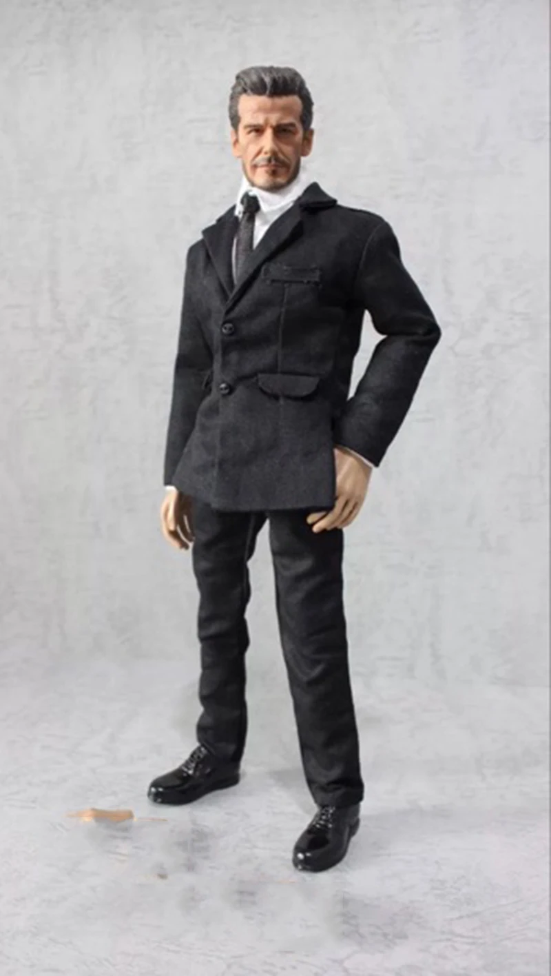1/6 масштаб мужской западный стиль черный костюм униформа одежда пальто рубашка