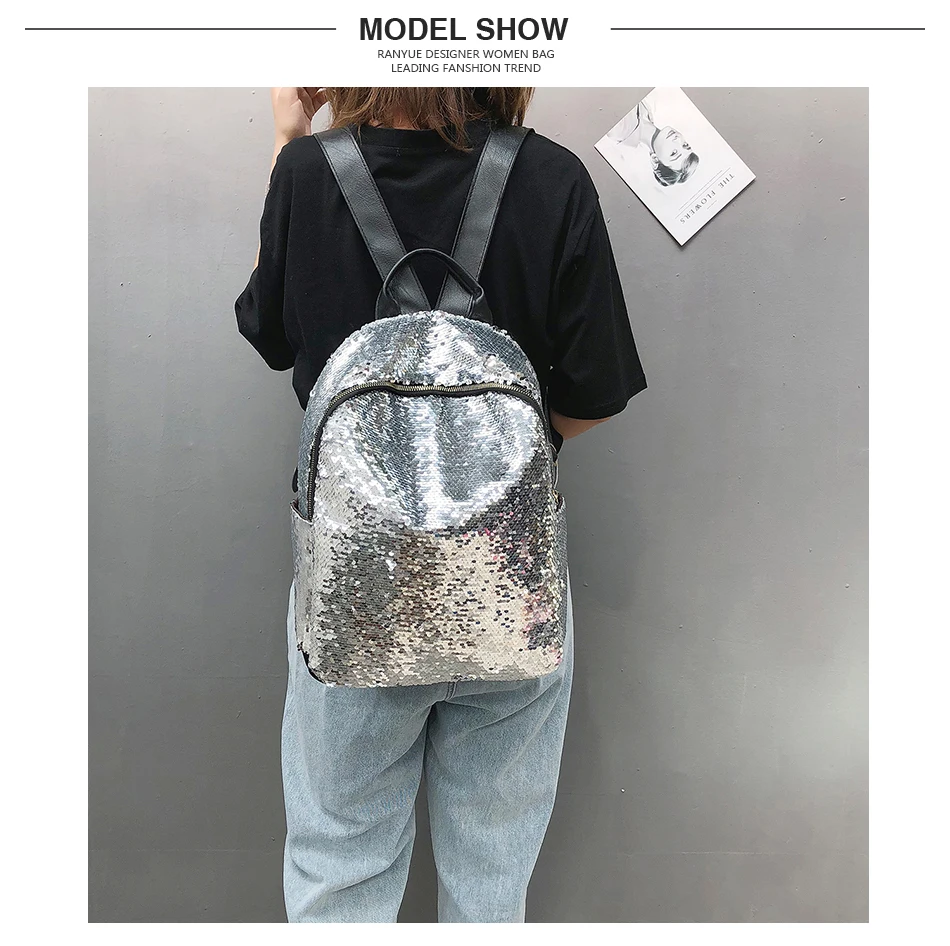 Женский рюкзак с блестками, Большой Вместительный рюкзак Mochila Feminina из искусственной кожи, рюкзак с блестками для девочек, дорожные сумки