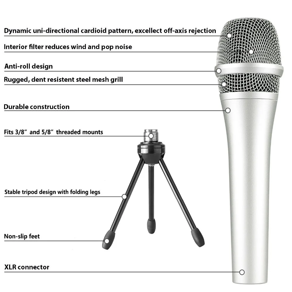 Проводной ручной голосовой микрофон Neewer зажим для микрофона usb кабель Настольная
