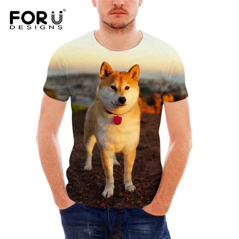 FORUDESIGNS/Мужская брендовая одежда повседневная футболка с 3D принтом Akita летняя