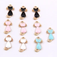 100pcs 215mm fashion charms alloy lovely enamel cat charms pendant of necklace jewelry diy making accessories handmade