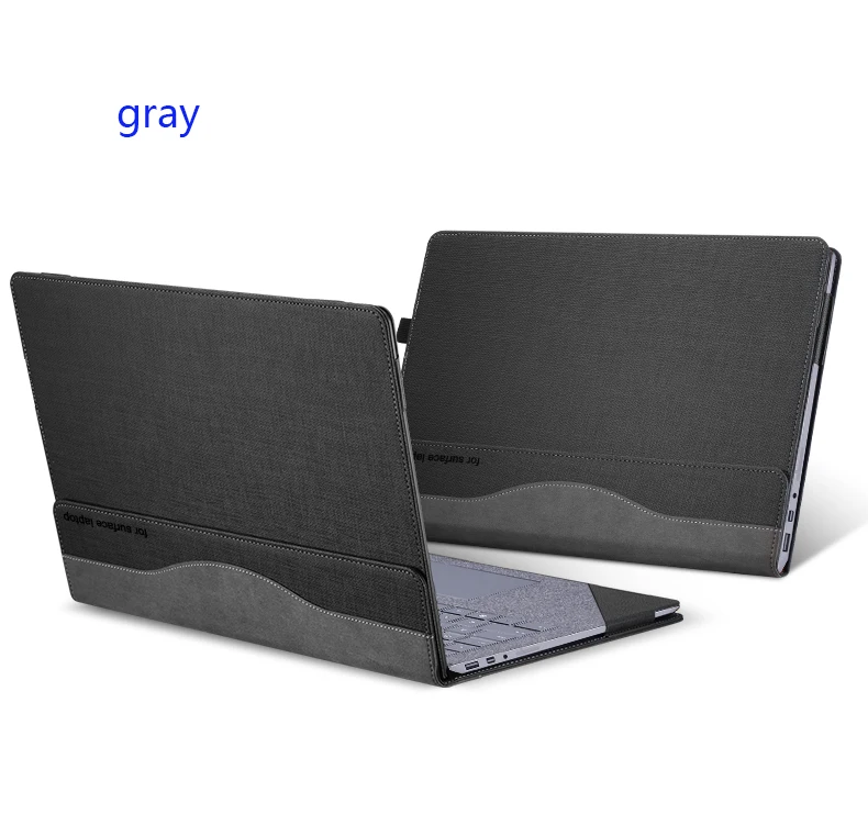 gray Ноутбук рукав для microsoft поверхности ноутбука 2 13," лоскутное из искусственной кожи чехол microsoft поверхности 1 13,5" подарок - Цвет: gray